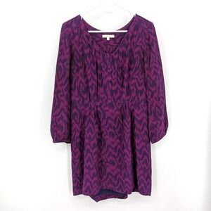 Eliot Madewell 100% Silk Long Sleeve‎ Button Front Dress Purple Women's Size 6
